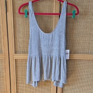 American Eagle Outfitters Light Gray Peplum Tank Top NWT Large